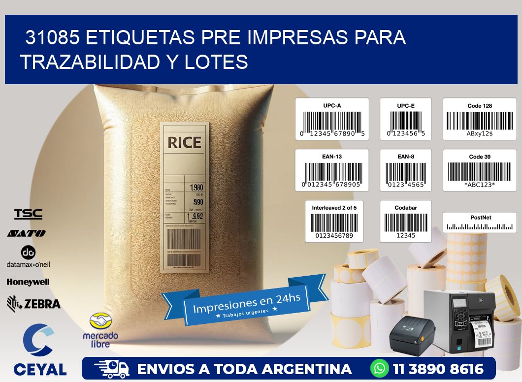 31085 etiquetas pre impresas para trazabilidad y lotes