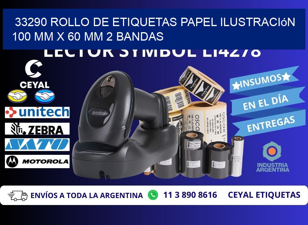 33290 Rollo de Etiquetas Papel Ilustración 100 mm x 60 mm 2 Bandas