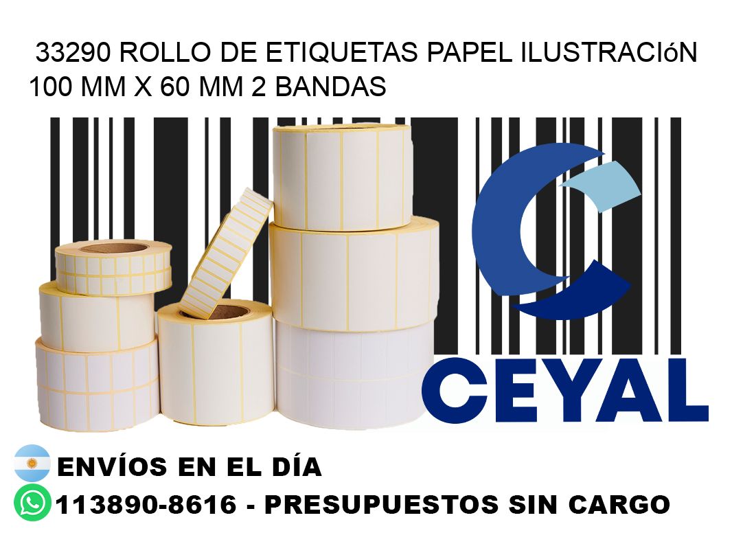 33290 Rollo de Etiquetas Papel Ilustración 100 mm x 60 mm 2 Bandas