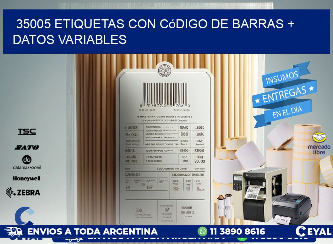 35005 etiquetas con código de barras + datos variables
