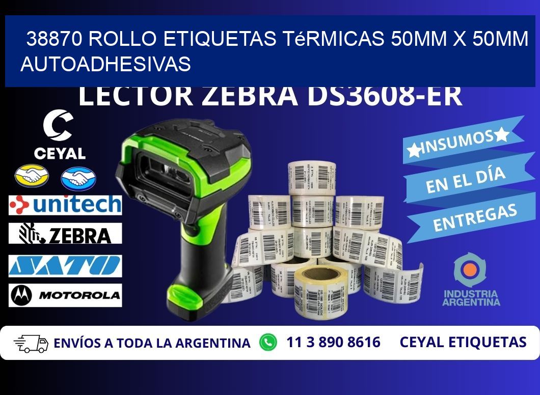 38870 Rollo Etiquetas Térmicas 50mm X 50mm Autoadhesivas