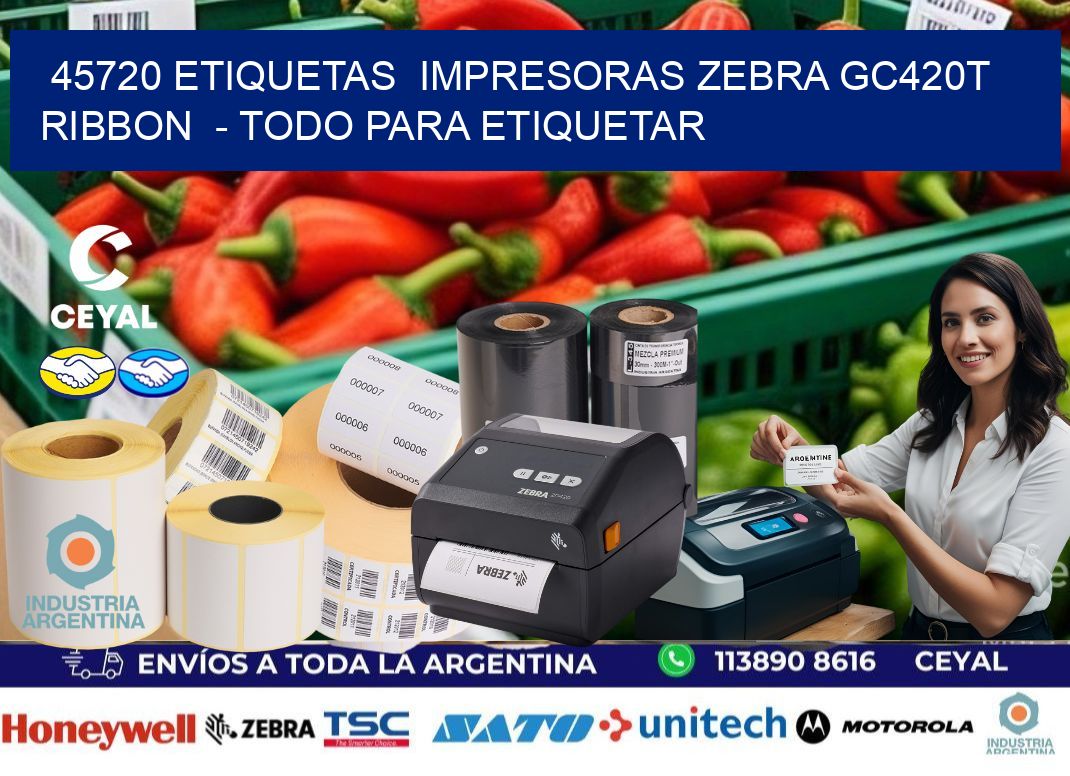 45720 etiquetas  impresoras zebra gc420t ribbon  – Todo para Etiquetar