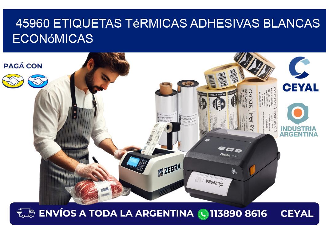 45960 etiquetas térmicas adhesivas blancas económicas