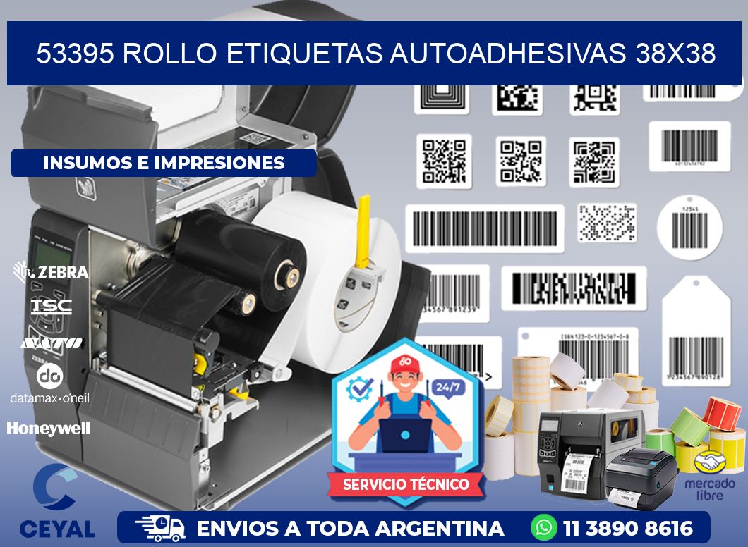 53395 Rollo Etiquetas autoadhesivas 38x38