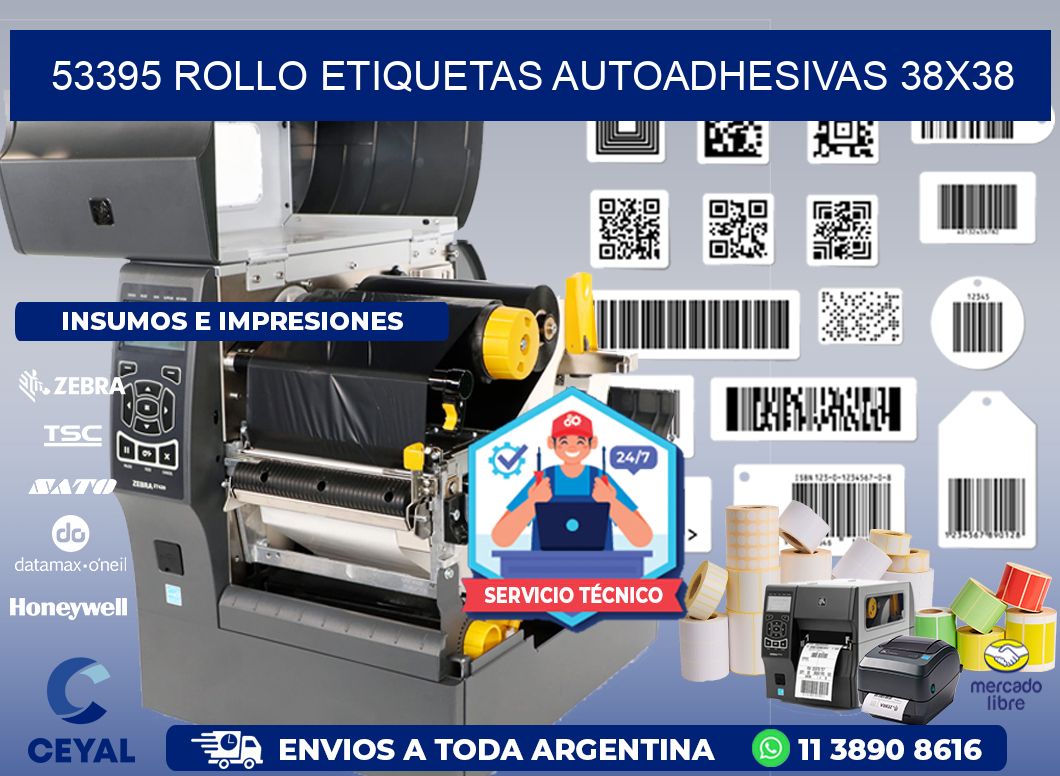 53395 Rollo Etiquetas autoadhesivas 38x38