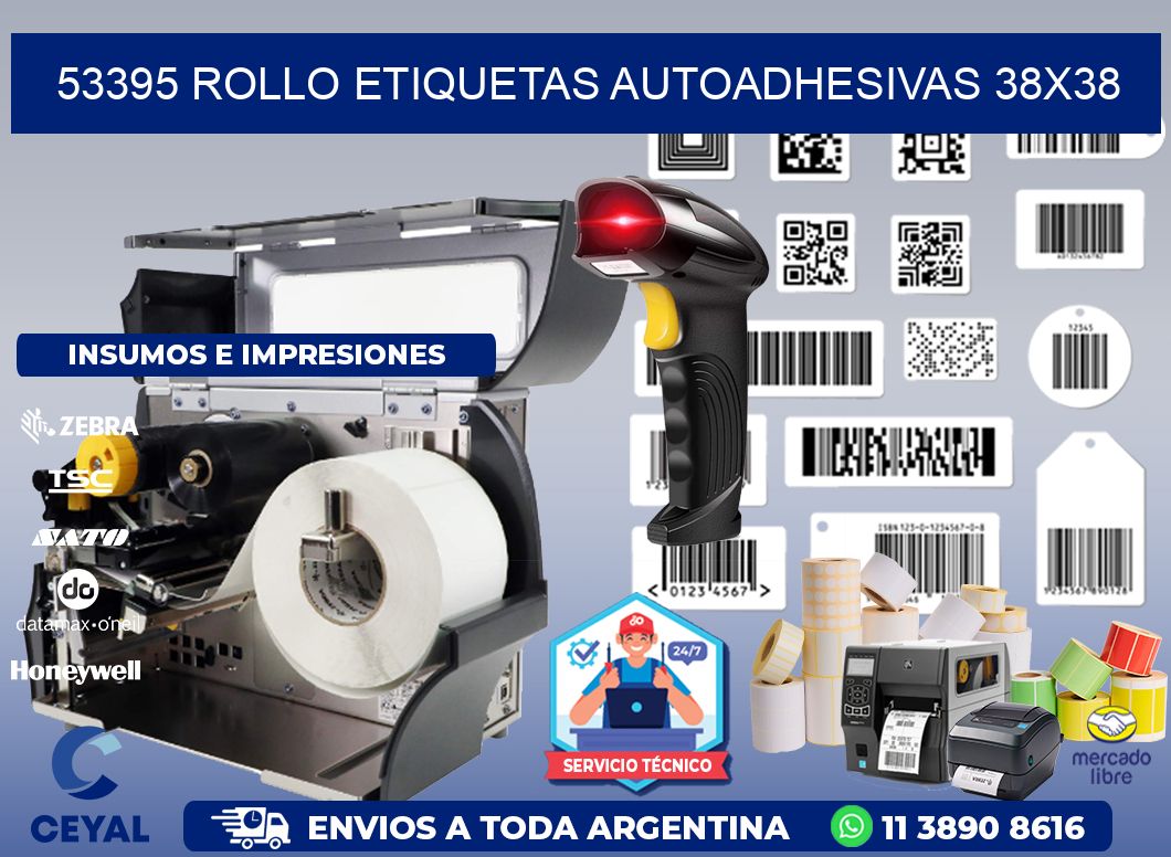53395 Rollo Etiquetas autoadhesivas 38x38