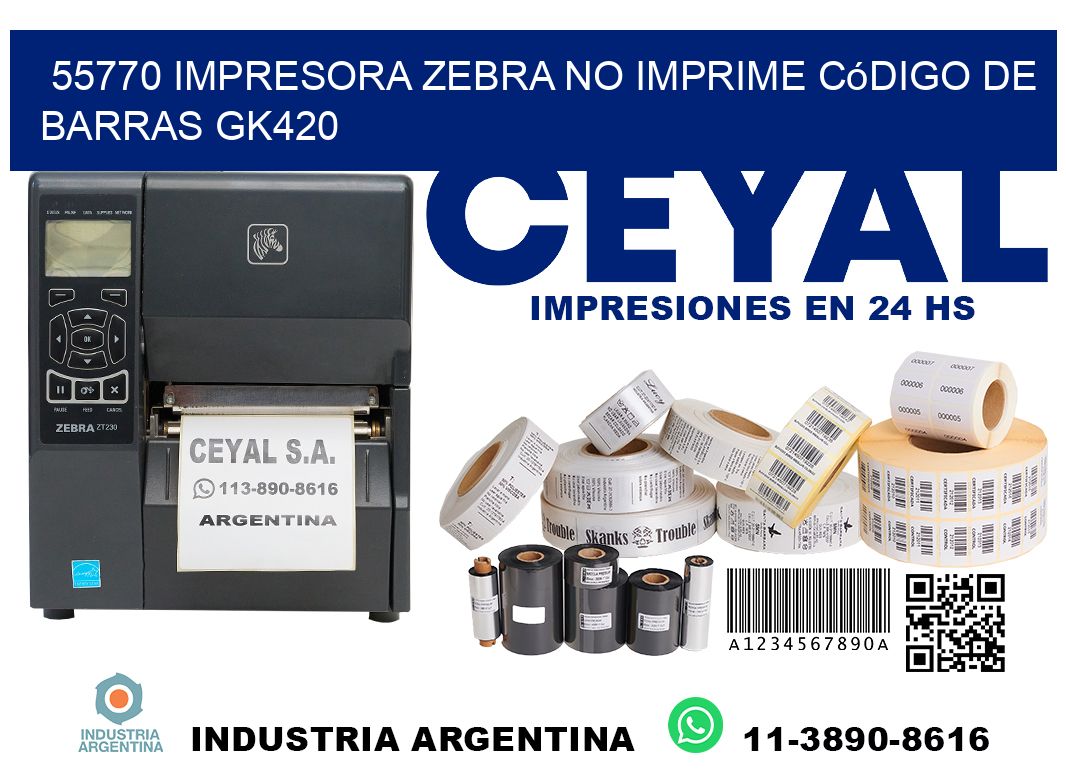 55770 impresora Zebra no imprime código de barras GK420