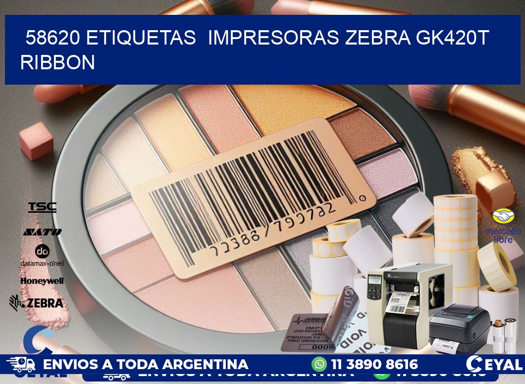 58620 Etiquetas  impresoras zebra gk420t ribbon