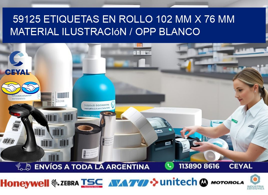 59125 Etiquetas en rollo 102 mm x 76 mm material Ilustración / OPP Blanco