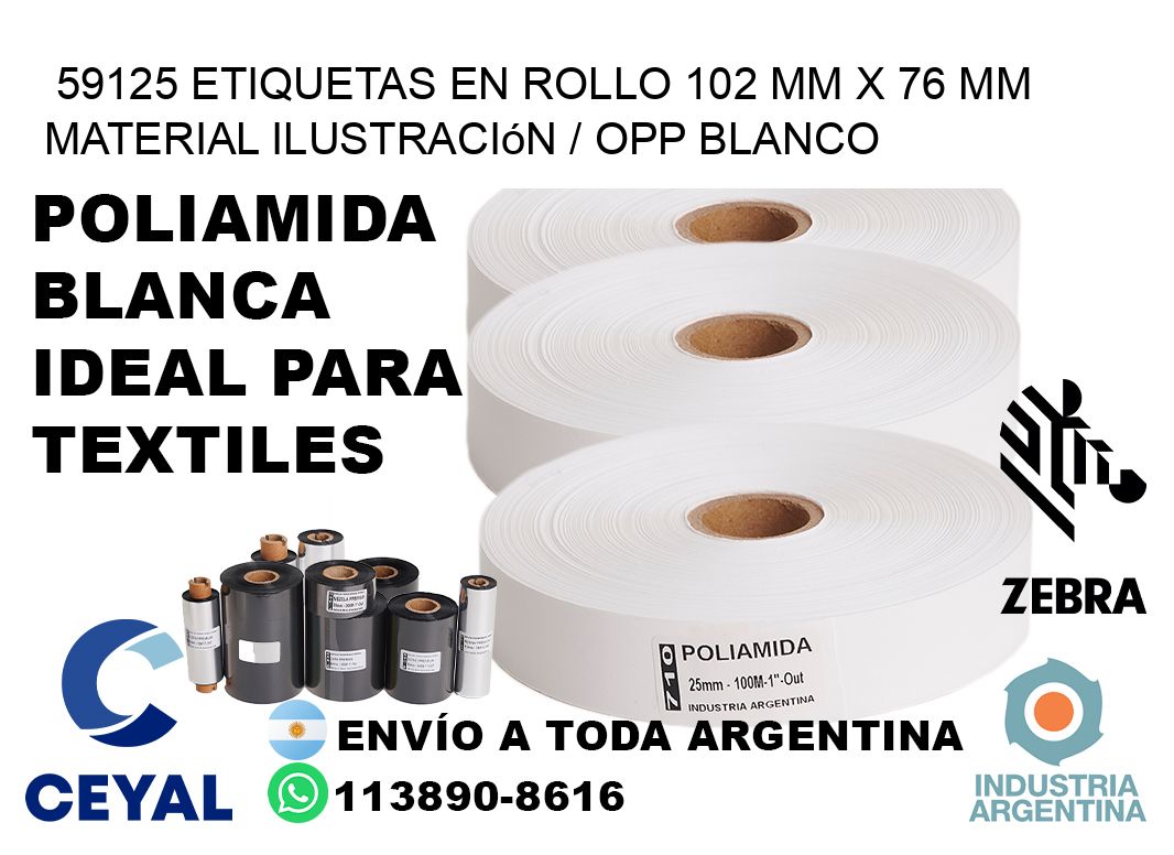 59125 Etiquetas en rollo 102 mm x 76 mm material Ilustración / OPP Blanco