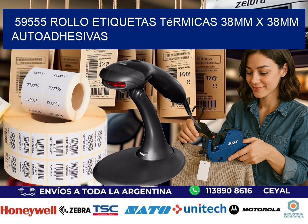 59555 Rollo Etiquetas Térmicas 38mm X 38mm Autoadhesivas