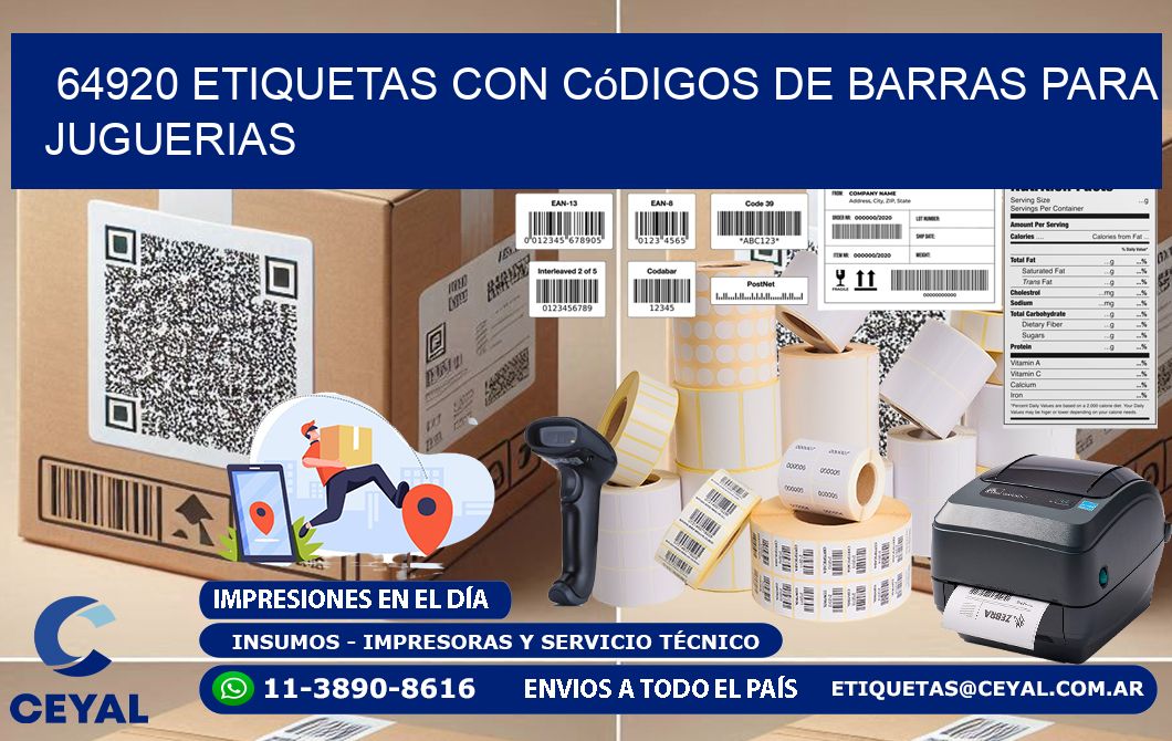 64920 etiquetas con códigos de barras para juguerias