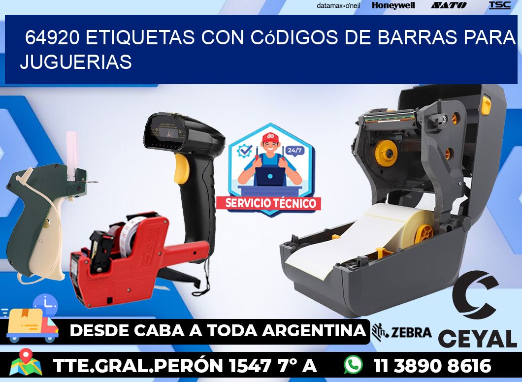 64920 etiquetas con códigos de barras para juguerias