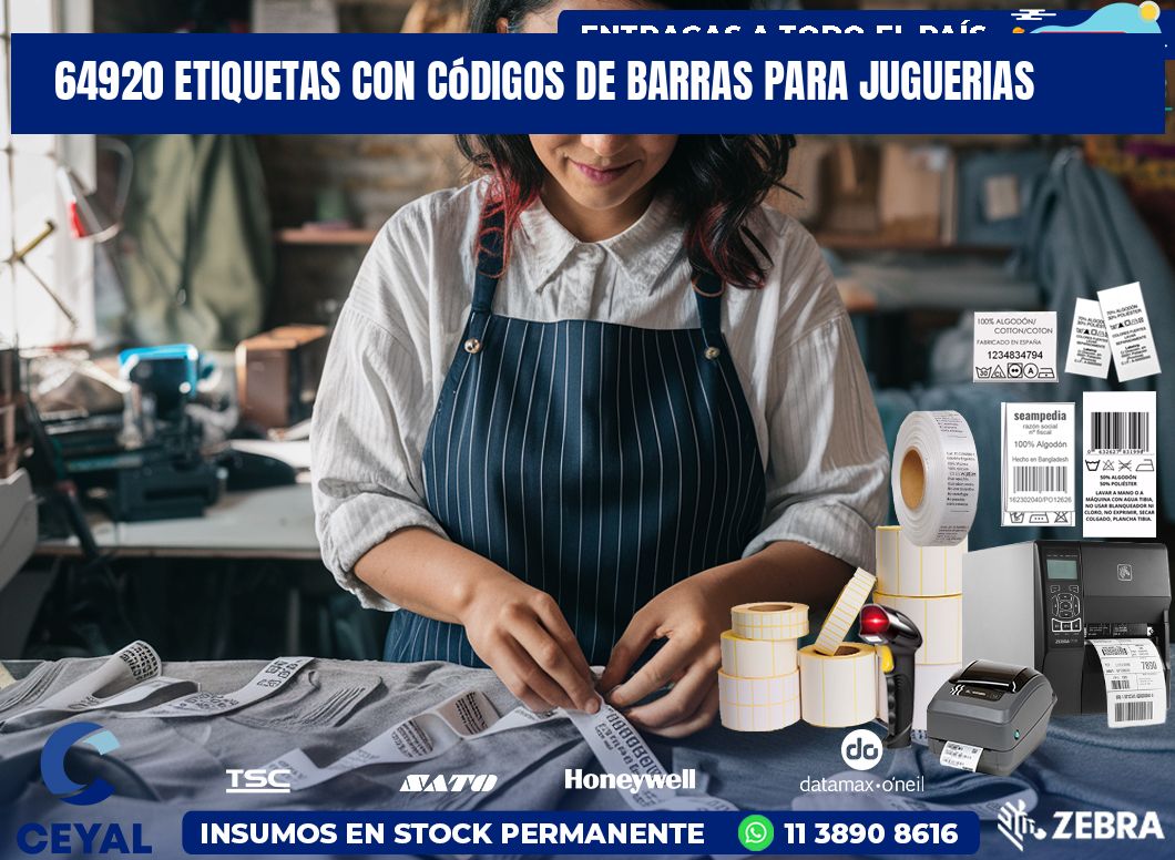 64920 etiquetas con códigos de barras para juguerias