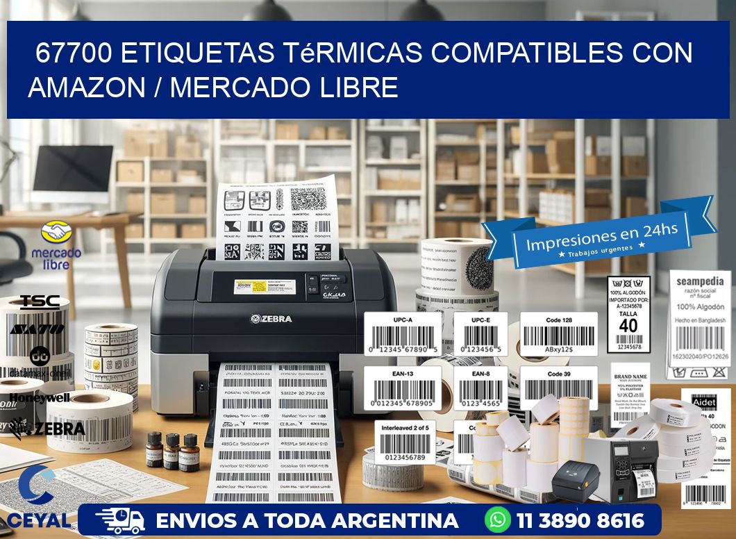 67700 etiquetas térmicas compatibles con Amazon / Mercado Libre