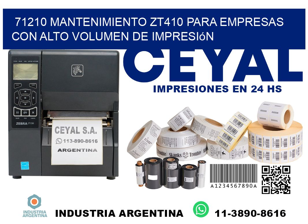 71210 mantenimiento zt410 para empresas con alto volumen de impresión