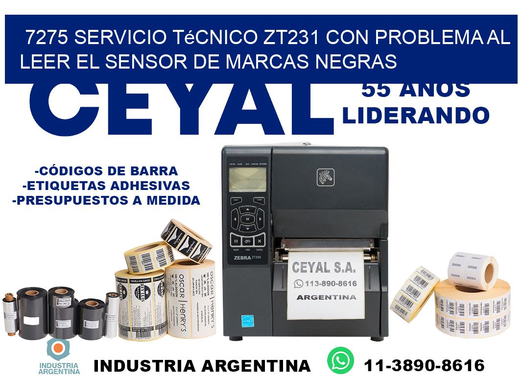 7275 servicio técnico zt231 con problema al leer el sensor de marcas negras