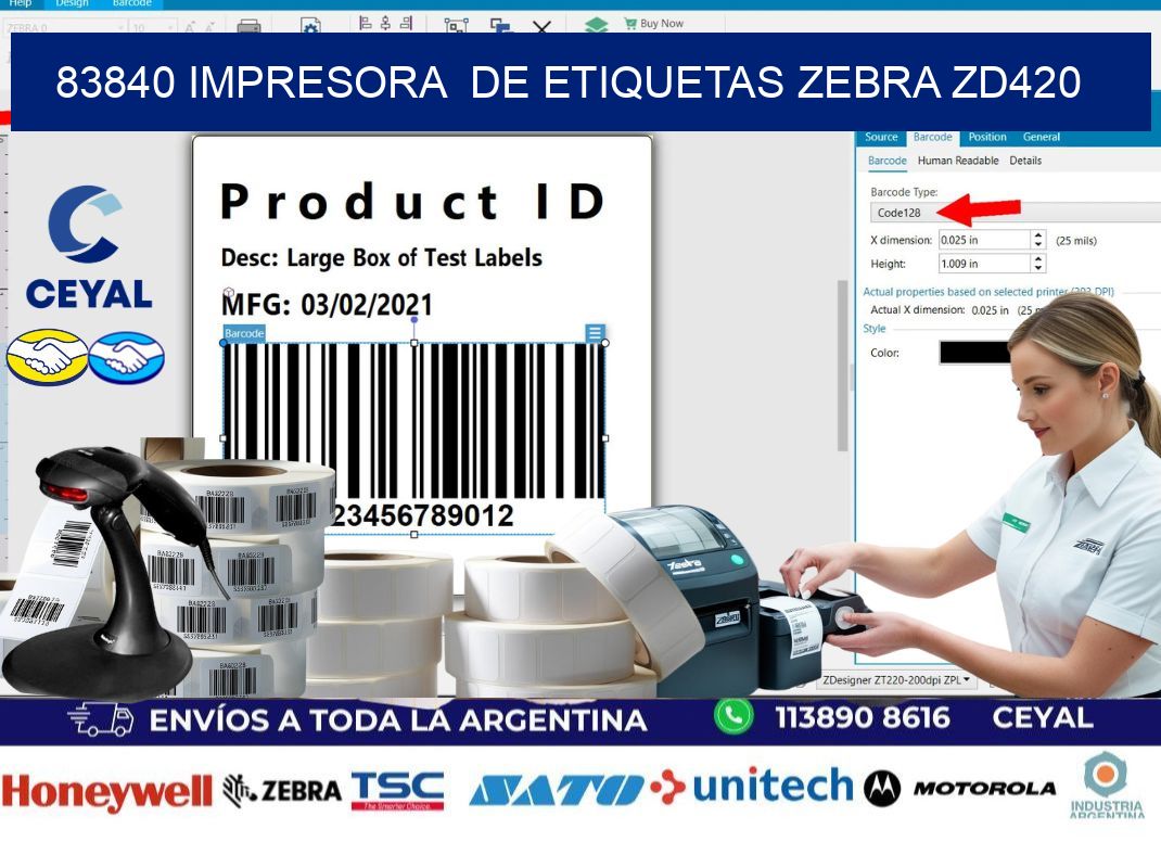 83840 impresora  de etiquetas Zebra ZD420