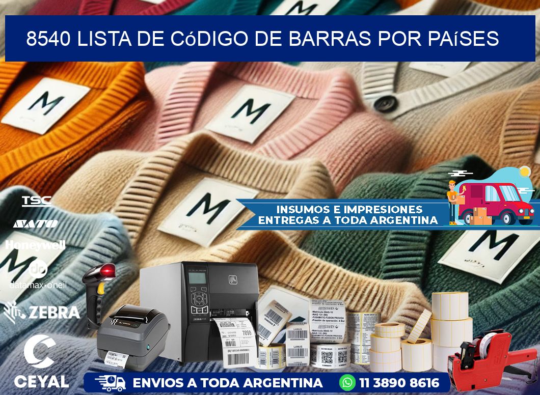 8540 Lista de código de barras por países