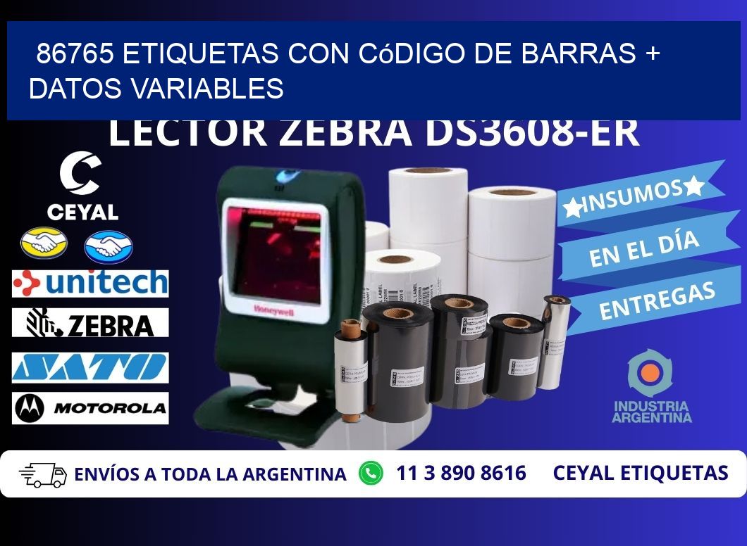 86765 etiquetas con código de barras + datos variables