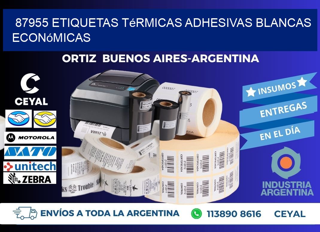 87955 etiquetas térmicas adhesivas blancas económicas