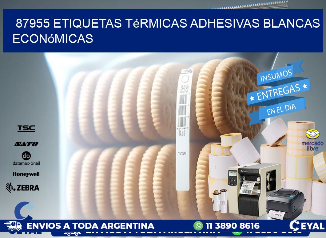 87955 etiquetas térmicas adhesivas blancas económicas