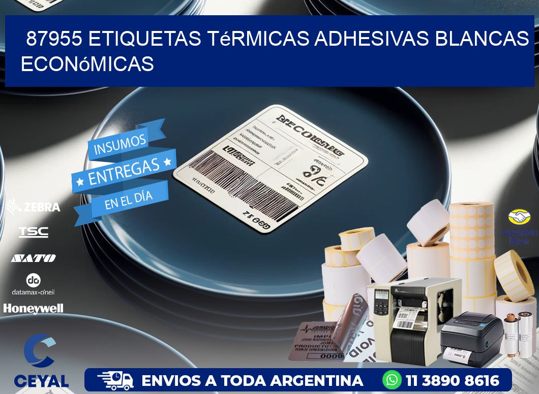 87955 etiquetas térmicas adhesivas blancas económicas
