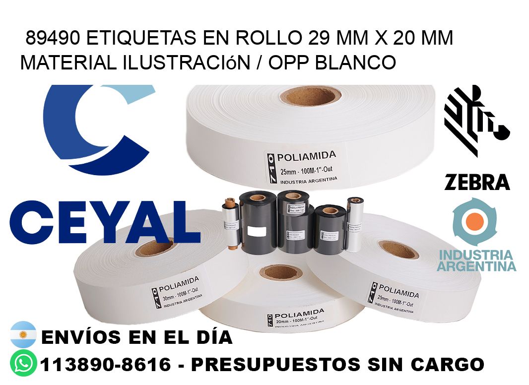 89490 Etiquetas en rollo 29 mm x 20 mm material Ilustración / OPP Blanco