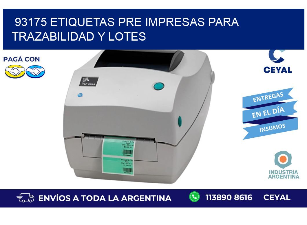 93175 etiquetas pre impresas para trazabilidad y lotes