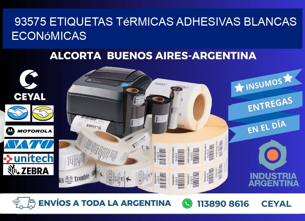 93575 etiquetas térmicas adhesivas blancas económicas
