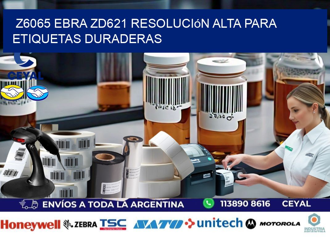Z6065 ebra ZD621 resolución alta para etiquetas duraderas