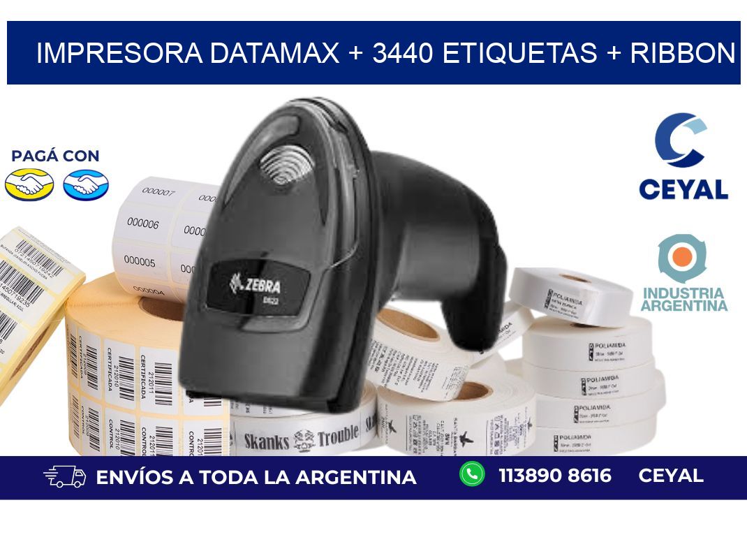impresora DATAMAX + 3440 etiquetas + ribbon