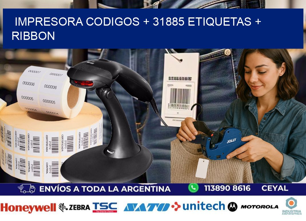 impresora codigos + 31885 etiquetas + ribbon