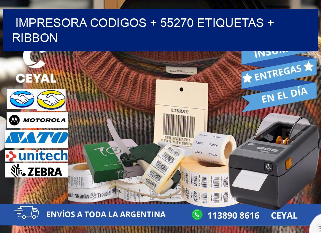 impresora codigos + 55270 etiquetas + ribbon