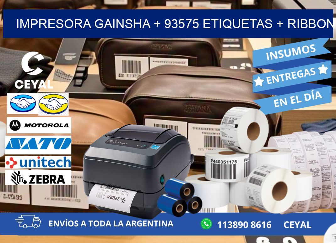 impresora gainsha + 93575 etiquetas + ribbon