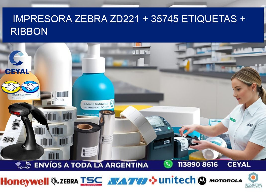 impresora zebra zd221 + 35745 etiquetas + ribbon