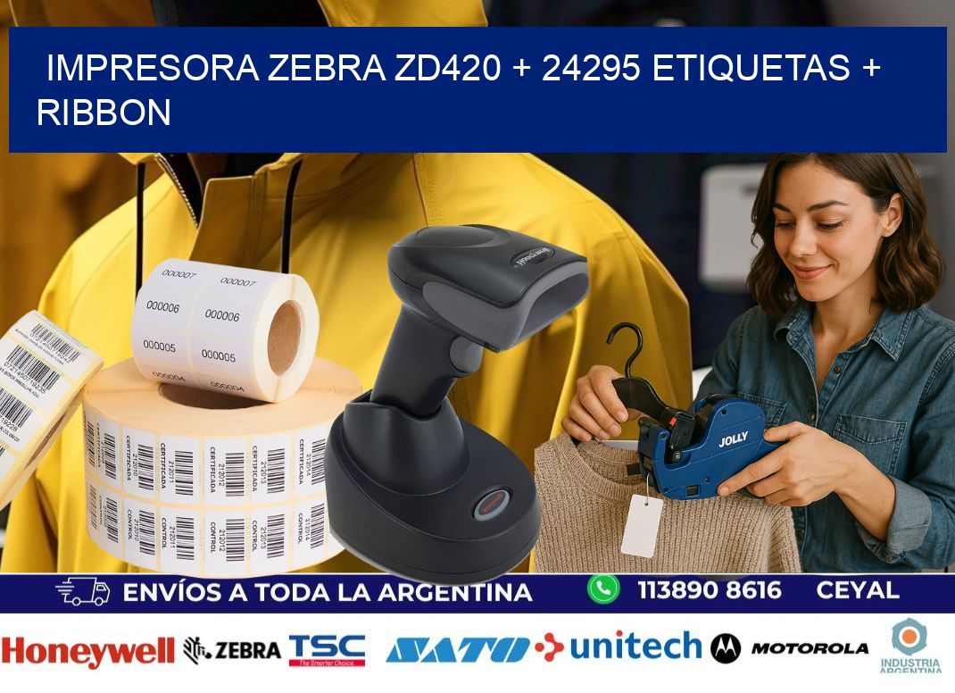 impresora zebra zd420 + 24295 etiquetas + ribbon