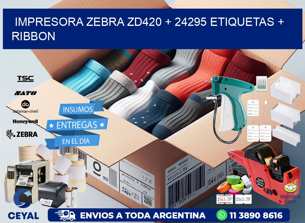 impresora zebra zd420 + 24295 etiquetas + ribbon