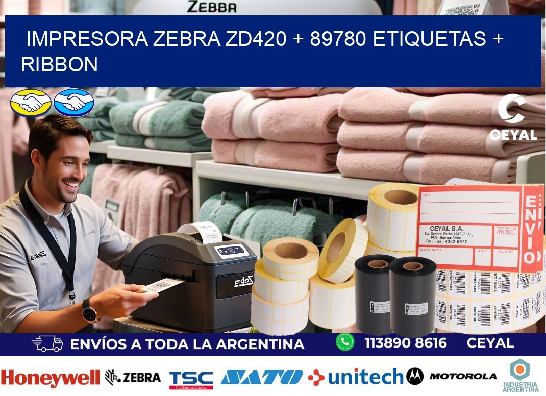 impresora zebra zd420 + 89780 etiquetas + ribbon