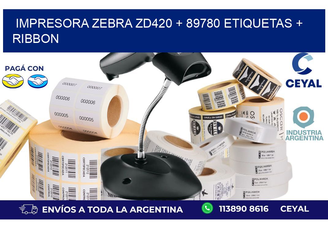impresora zebra zd420 + 89780 etiquetas + ribbon