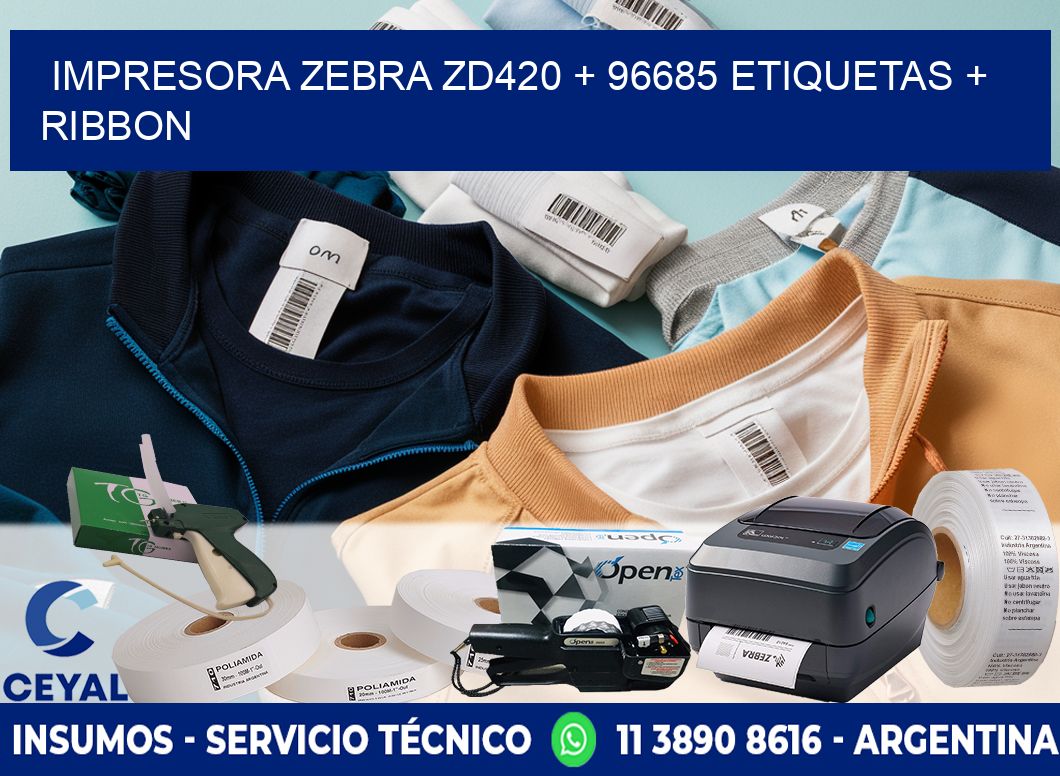 impresora zebra zd420 + 96685 etiquetas + ribbon