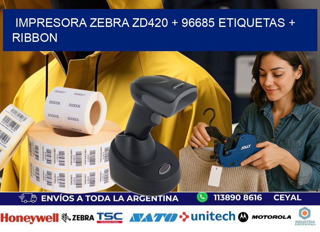 impresora zebra zd420 + 96685 etiquetas + ribbon