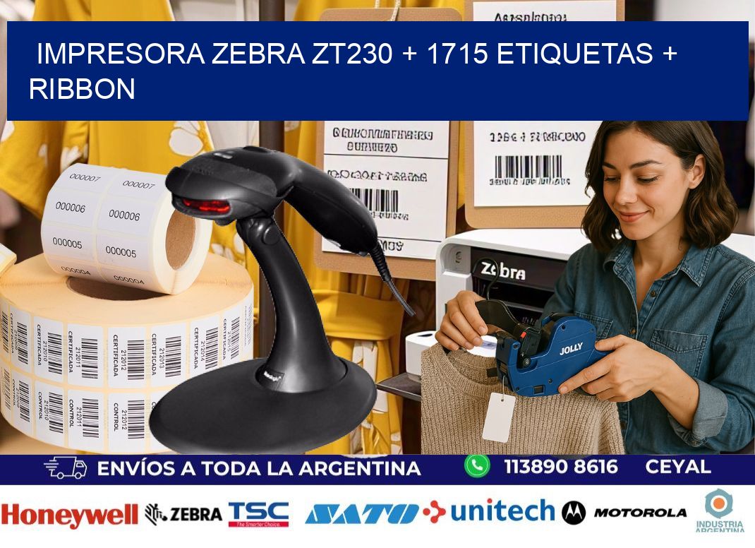 impresora zebra zt230 + 1715 etiquetas + ribbon
