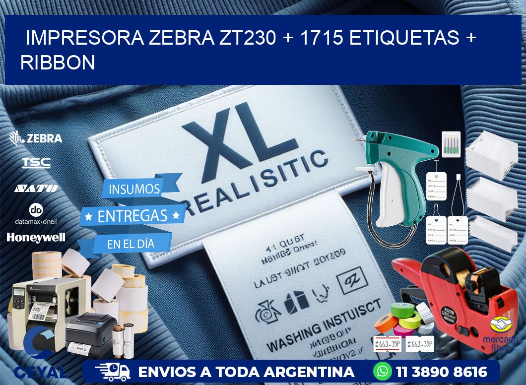 impresora zebra zt230 + 1715 etiquetas + ribbon