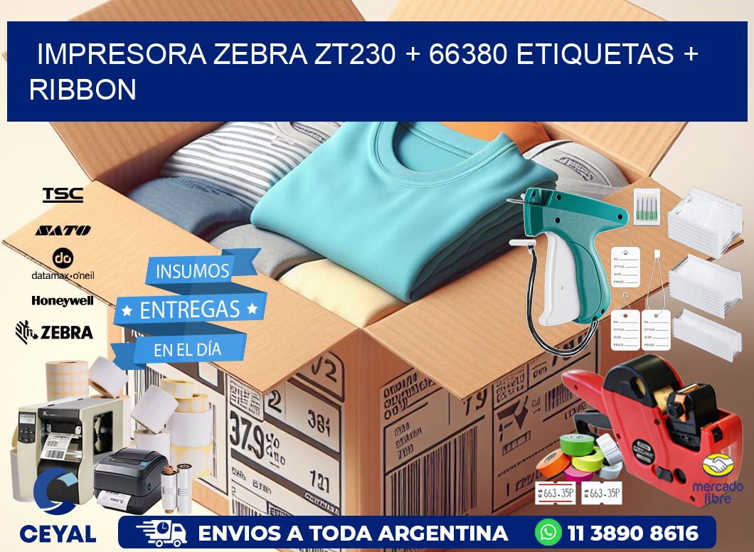 impresora zebra zt230 + 66380 etiquetas + ribbon