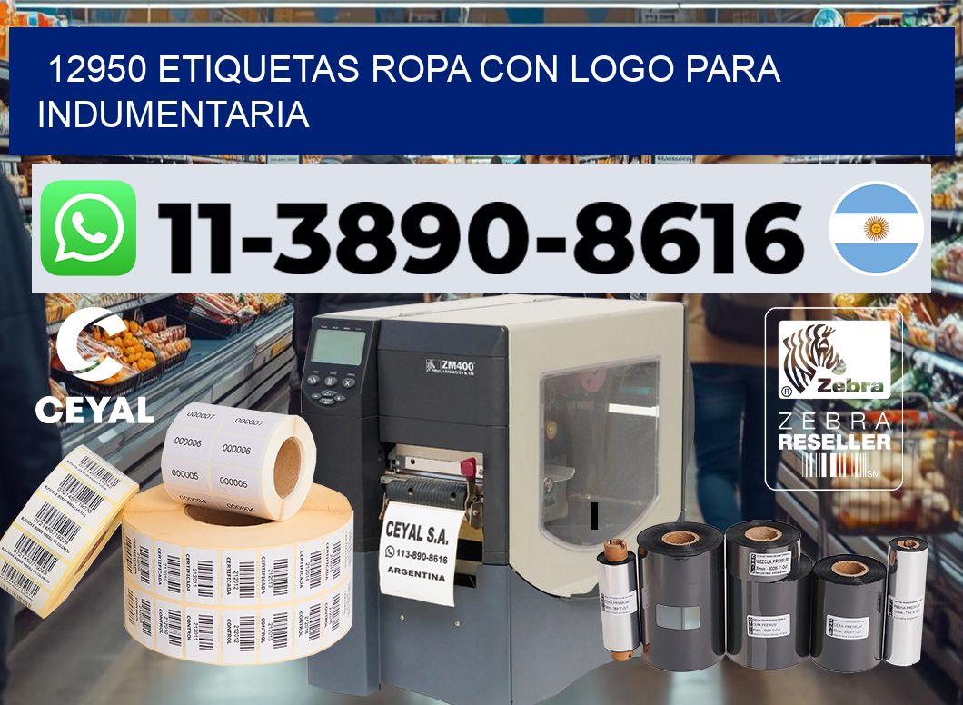 12950 Etiquetas ropa con logo para indumentaria