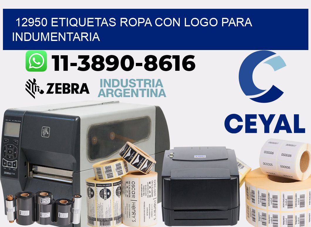 12950 Etiquetas ropa con logo para indumentaria