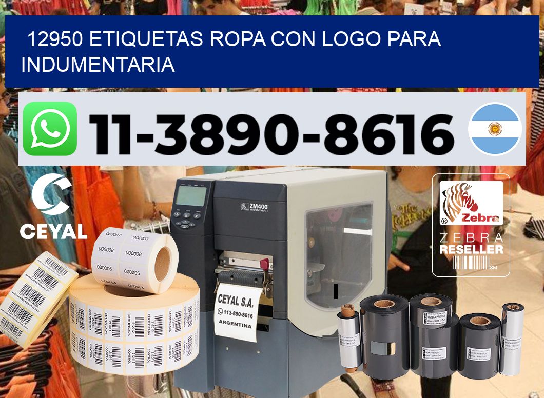 12950 Etiquetas ropa con logo para indumentaria
