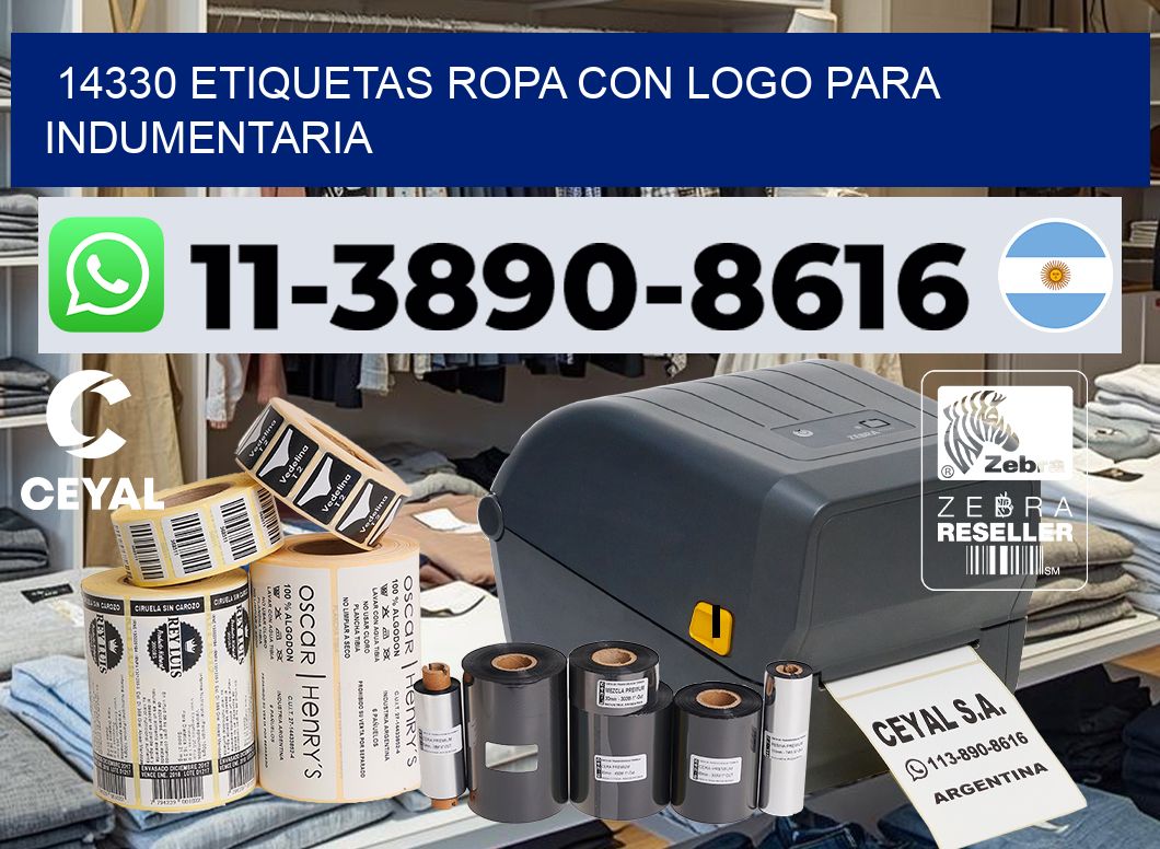 14330 Etiquetas ropa con logo para indumentaria