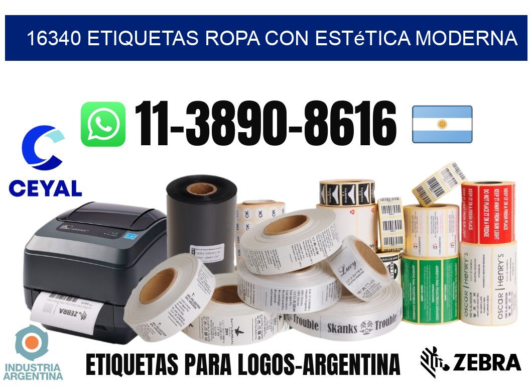 16340 Etiquetas ropa con estética moderna